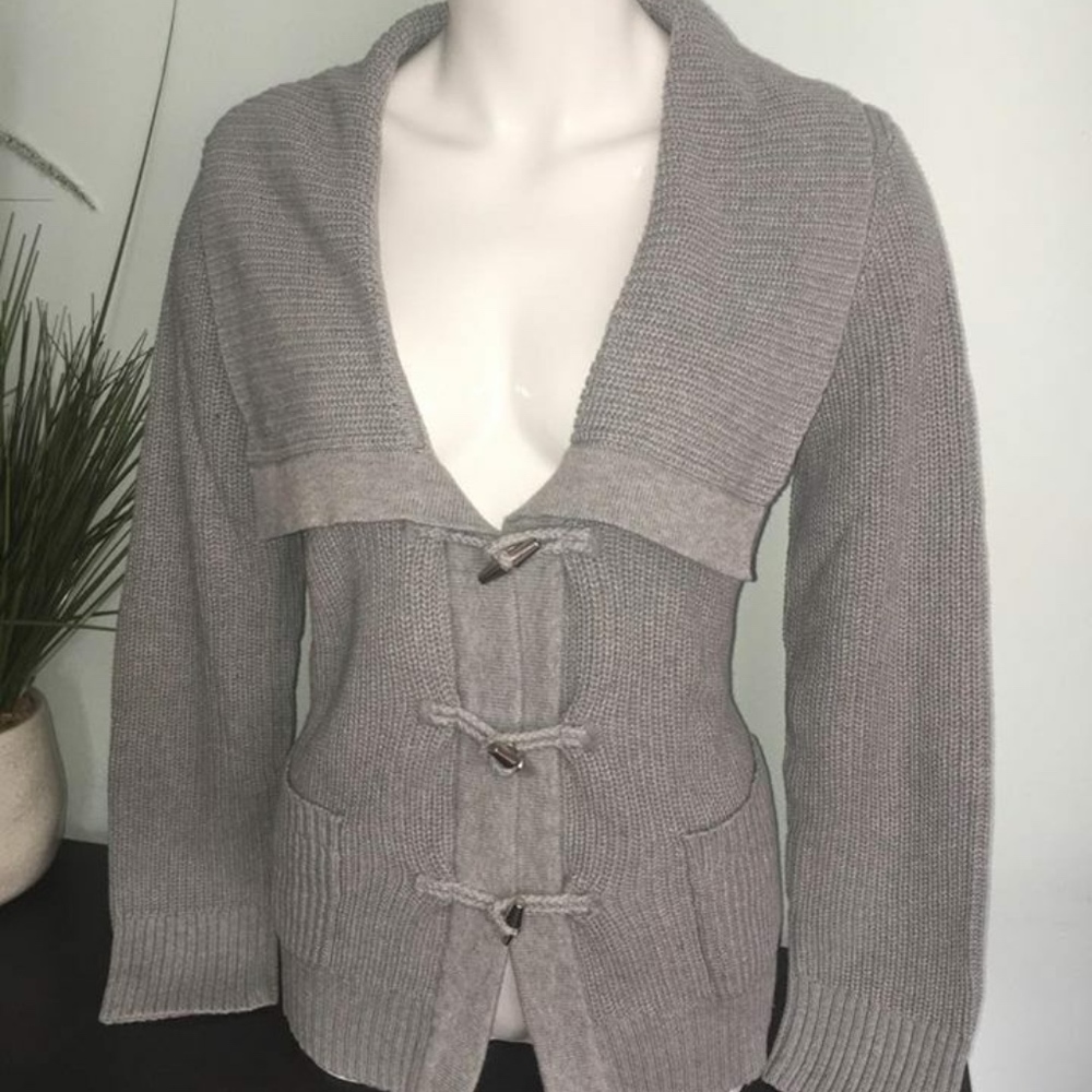 SOLD!!! NWT CHAPS Gray Knit Sweater Jacket S